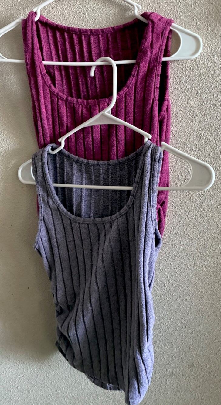 Ribbed Knit Tank Top – Fuchsia & Lavender– Soft Stretch Basics (Lot of 2) Shirts